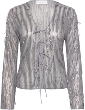 Madelin Sequin Shirt Tops Shirts Long-sleeved Silver Hosbjerg
