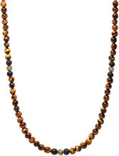 Beaded Necklace With Brown Tiger Eye And Gold Halskæde Smykker Brown Nialaya