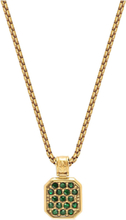Gold Necklace With Green Cz Square Pendant Halskjede Smykker Gull Nialaya*Betinget Tilbud