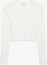 Ribbed long-sleeve top - White