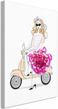 Canvas Tavla - Girl on a Scooter Vertical - 60x90