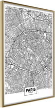 Inramad Poster / Tavla - City Map: Paris - 20x30 Guldram