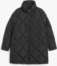 Oversized quilted high collar puffer coat - Black