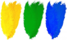 6x stuks grote veer/struisvogelveren 2x groen 2x geel en 2x blauw van 50 cm