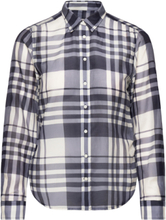 Reg Checked Cotton Silk Shirt Tops Shirts Long-sleeved Blue GANT