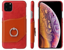 FIERRE SHANN Oil Wax Leather Coated PC Casing with Kickstand for iPhone 11 Pro Max (2019)