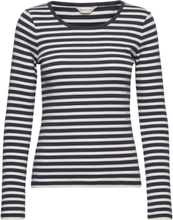 Slim Striped 1X1 Ribbed Ls T-Shirt T-shirts & Tops Long-sleeved Blå GANT*Betinget Tilbud