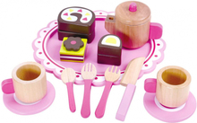 Tooky Toy speelgoed Koffie- en theeset hout roze/bruin 15-delig