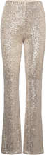 Sequin Flared Trousers Bottoms Trousers Flared Beige Mango