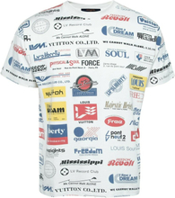 Louis Vuitton White Printed Cotton Short Sleeve CrewNeck T-skjorte