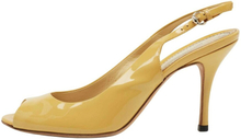 Gucci Yellow Patent Leather Peep Toe Slingback Pumps Størrelse 36
