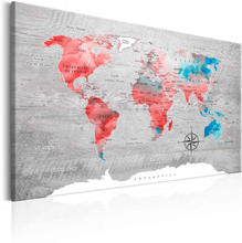 Lærredstryk World Map: Red Roam