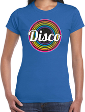 Disco verkleed t-shirt voor dames - disco - blauw - jaren 80/80's - carnaval/foute party