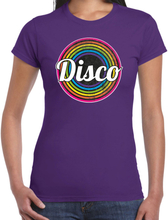 Disco verkleed t-shirt voor dames - disco - paars - jaren 80/80's - carnaval/foute party