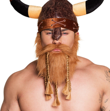 Carnaval verkleed baard - Viking/Krijger/Biker/Piraten baard - rood - met snor
