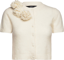 Alpaca Cardigan With Flower Detail Tops Knitwear Cardigans Cream Mango