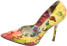 Floral Print Patent Leather Pointed-Toe Pumps