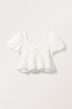 Cropped Puffy Sleeve Blouse - White