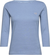T-Shirt Boat Neck Stripe Tops T-shirts & Tops Long-sleeved Blue Tom Tailor