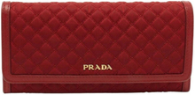 Prada Red Quilted Nylon and Leather Continental Wallet