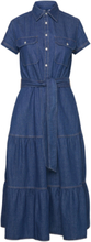 Belted Tiered Denim Shirtdress Dresses Shirt Dresses Blue Polo Ralph Lauren