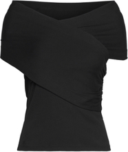 Off-The-Shoulder Rib-Knit Top Tops Knitwear Jumpers Black Lauren Ralph Lauren