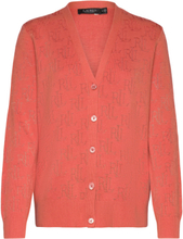 Monogram Jacquard Cardigan Tops Knitwear Cardigans Orange Lauren Ralph Lauren