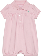 Cotton Interlock Bubble Shortall Bodysuits Short-sleeved Pink Ralph Lauren Baby