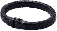 Thick Leather Bracelet With Detailed Black Plated Lock Armbånd Smykker Black Nialaya