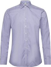 1927: Striped Shirt Wf L/S Tops Shirts Business Blue Lindbergh