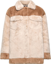 Yvonne Faux Fur Jacket Outerwear Faux Fur Beige Lexington Clothing*Betinget Tilbud