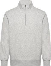 Cotton Sweatshirt With Zip Neck Tops Sweatshirts & Hoodies Sweatshirts Grey Mango