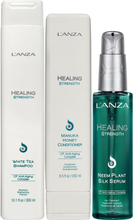 L'ANZA Healing Strenght Trio Shampoo 300ml, Conditioner 250ml, Silk Serum 100ml