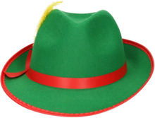 Carnaval Tiroler jagershoed gleufhoedje groen/rood voor dames/heren/volwassenen