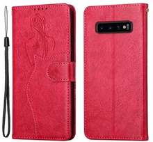 Imprinting Girl Pattern Læder telefoncover med Stand tegnebog til Samsung Galaxy S10 4G