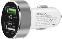 MOMAX UC9 30W Quick Charge QC3.0 Biloplader med 2 USB-udgangsporte til iPhone Samsung Huawei