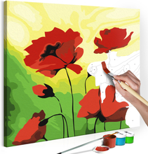 DIY lærred maleri - Poppies 45 x 45 cm