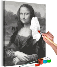 DIY lærred maleri - Black and White Mona Lisa 40 x 60 cm