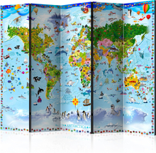 Skærmvæg - World Map for Kids II 225 x 172 cm