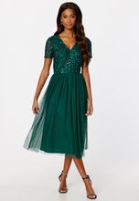 AngelEye Short Sleeve Sequin Embellished Midi Dress Emerald XXS (UK6)