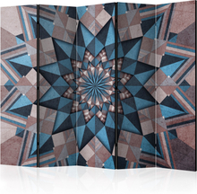 Skærmvæg - Star Mandala (Brown and Blue) II 225 x 172 cm