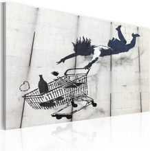 Billede - Falling woman with supermarket trolley (Banksy) 60 x 40 cm
