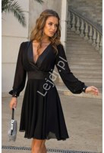 Czarna sukienka elegancka z zwiewnego materiału HB295
