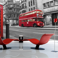 Fototapet - Rød bus og telefonboks i London - 200 x 154 cm
