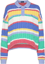 Striped Cable Long-Sleeve Polo Shirt Tops Knitwear Jumpers Multi/patterned Polo Ralph Lauren