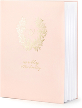 Pudderrosa Gästbok med Gulddfärgat Folierat Motiv 24x20 cm