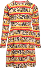 Leopard Stripe Aop Ls Dress Dresses & Skirts Dresses Casual Dresses Long-sleeved Casual Dresses Multi/patterned Mini Rodini