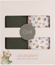 Oh Poppy! Holly Muslinfilt 2-pack (Fresh Vanilla /Forest green)