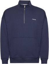 L/S Quarter Zip Tops Sweatshirts & Hoodies Sweatshirts Blue Calvin Klein