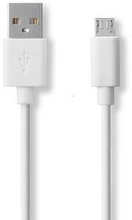 Nedis USB-kabel | USB 2.0 | USB-A Hane | USB Micro-B Hane | 12 W | 480 Mbps | Nickelplaterad | 2.00 m | Rund | PVC | Vit | Låda